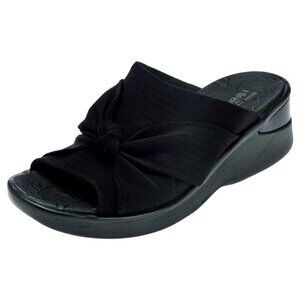 NWT LifeStride Bzees Womens Sandbar Black Fabric Stretch Knotted Sandal Size 8W
